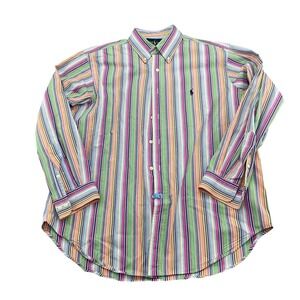 Ralph Lauren Shirt Men 16.5 32/33 Multicolorful Stripe Classic Fit Cotton Preppy
